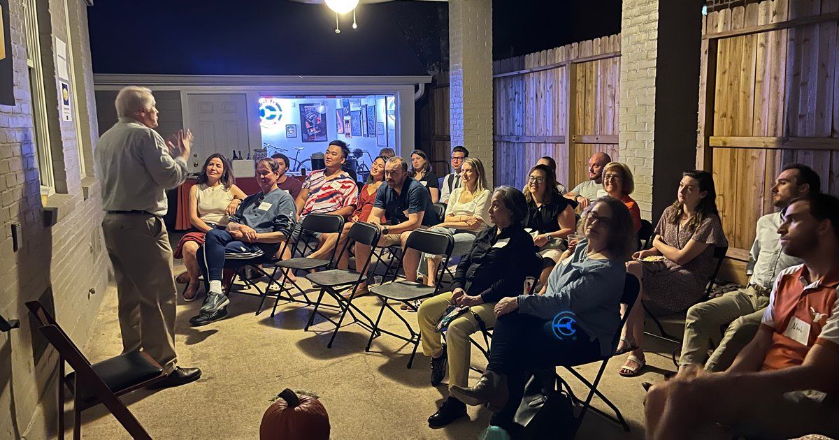 Audience at a Houston Theology On Tap event